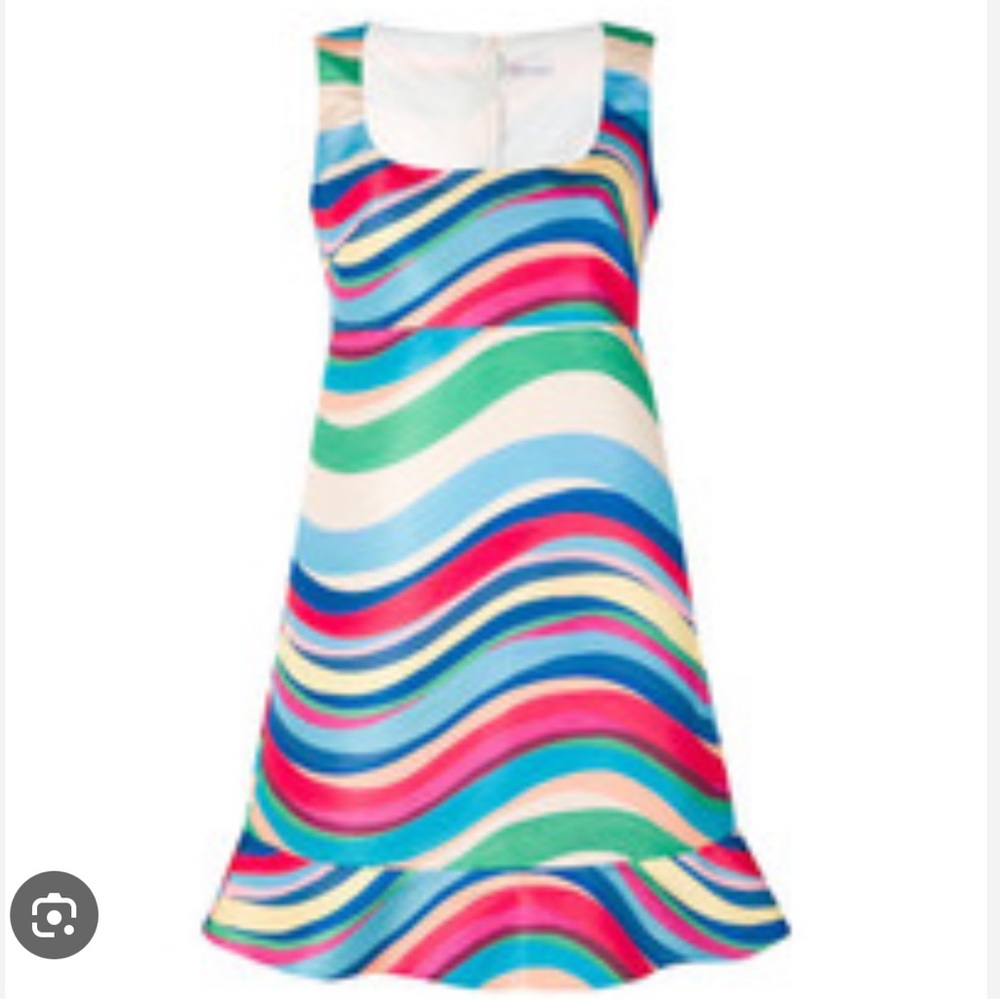 VALENTINO GARAVANI S.P.A. RED Multicolour Wave Knee Length Dress Women SZ Medium